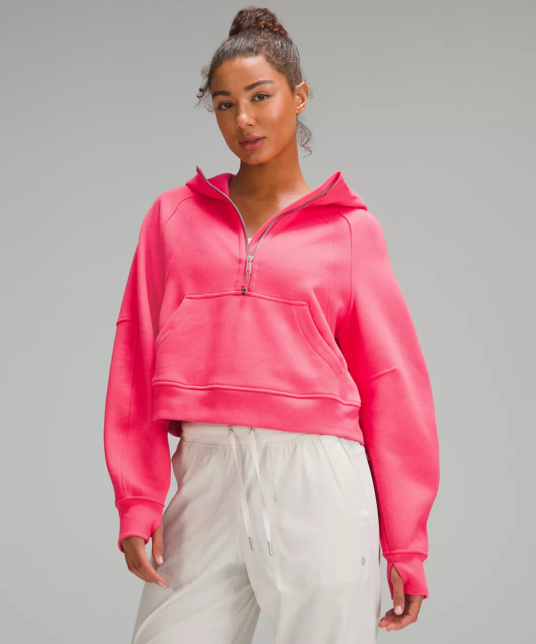 Scuba Oversized Half Zip Hoodie- Glaze Pink – Clementine