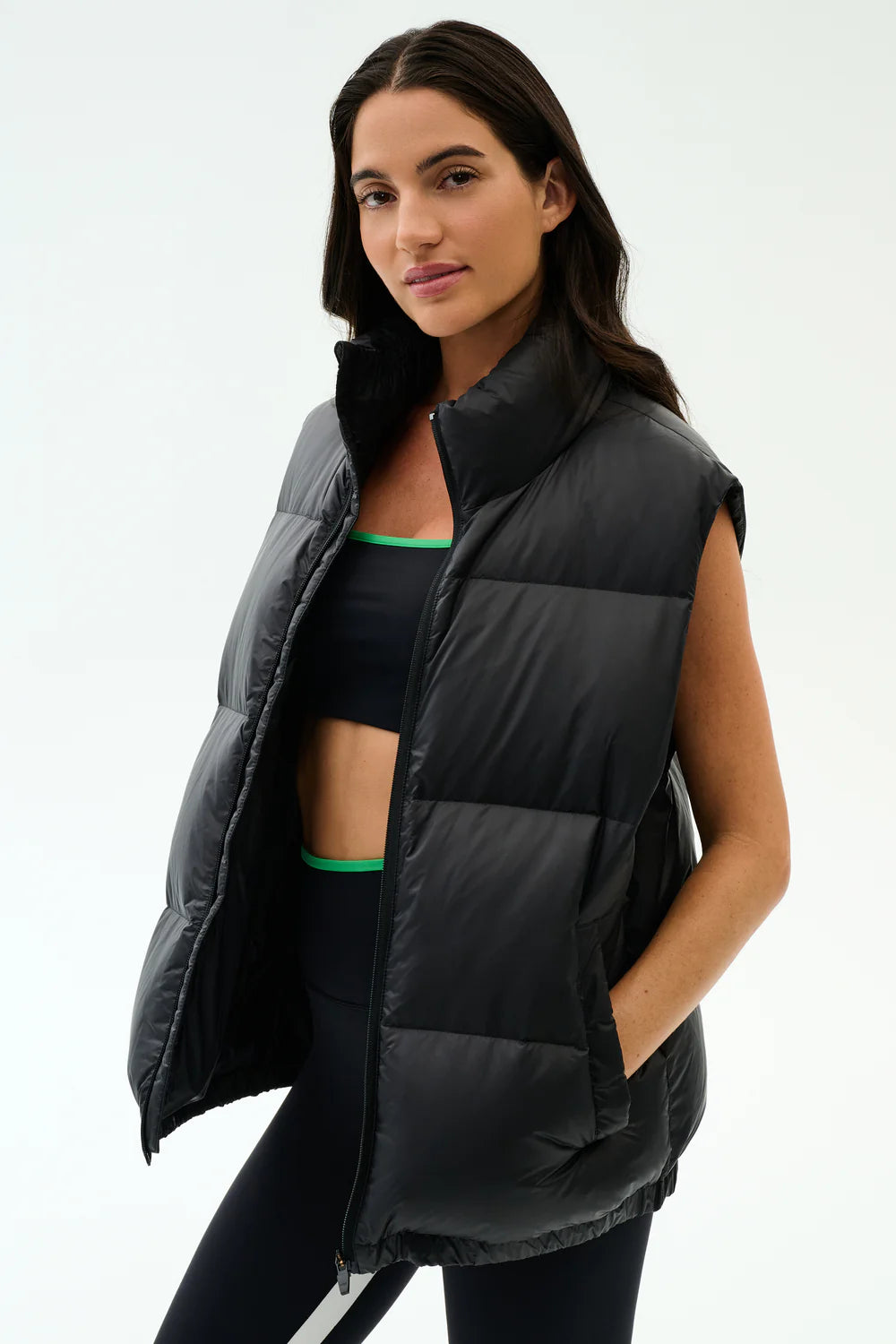 Summit Nylon Puffer Vest- Black
