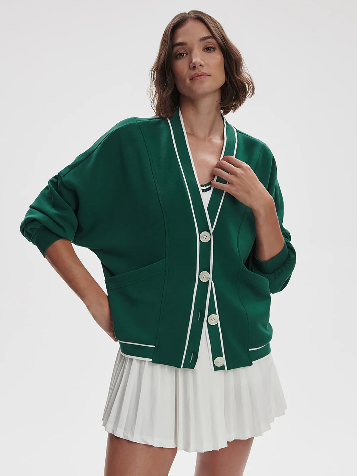 Decker Off Court Cardigan- Forest