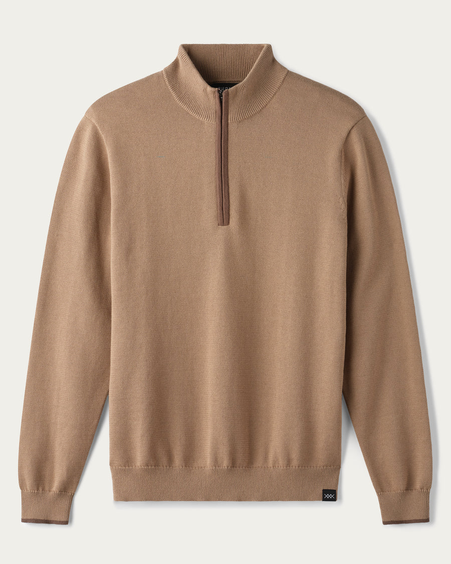 Commuter 1/4 Zip Sweater- Savannah Tan Heather