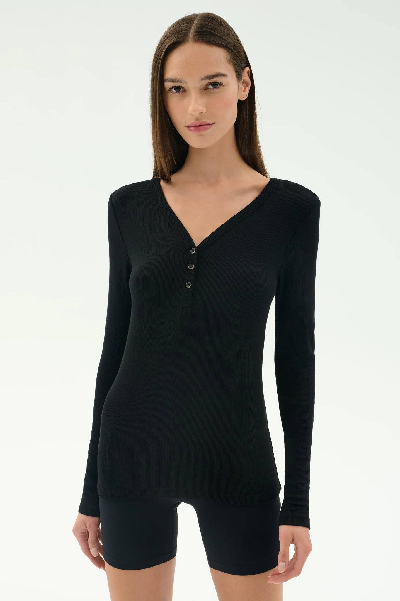 Louise Rib Henley- Black
