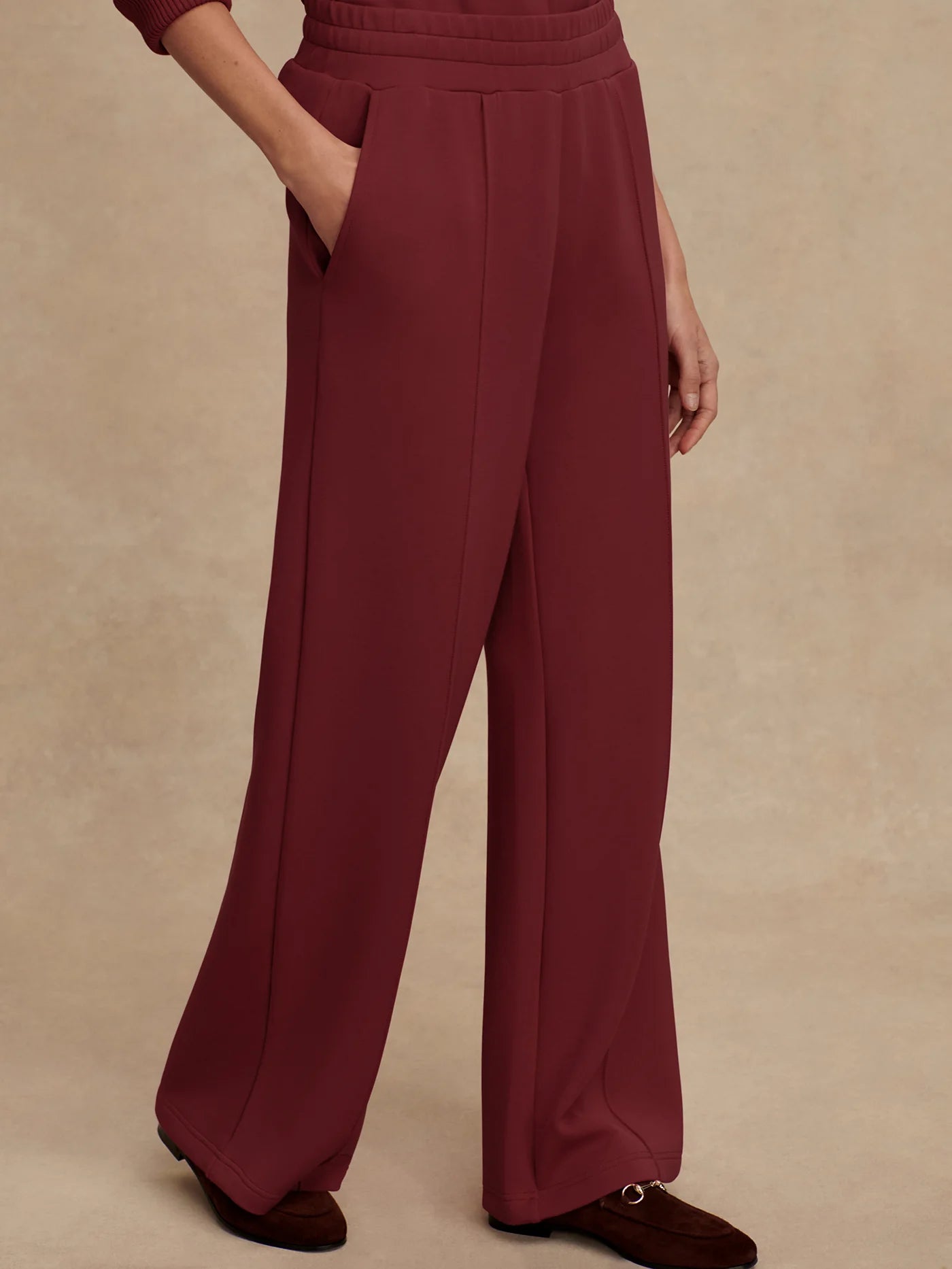 The Wide Leg Pant 28- New Maroon