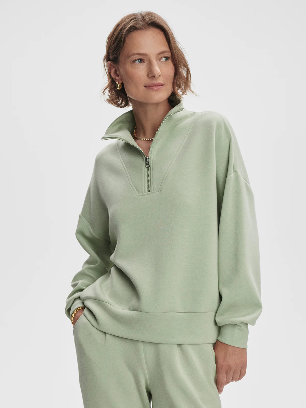 Hawley Half Zip- Snow Sage