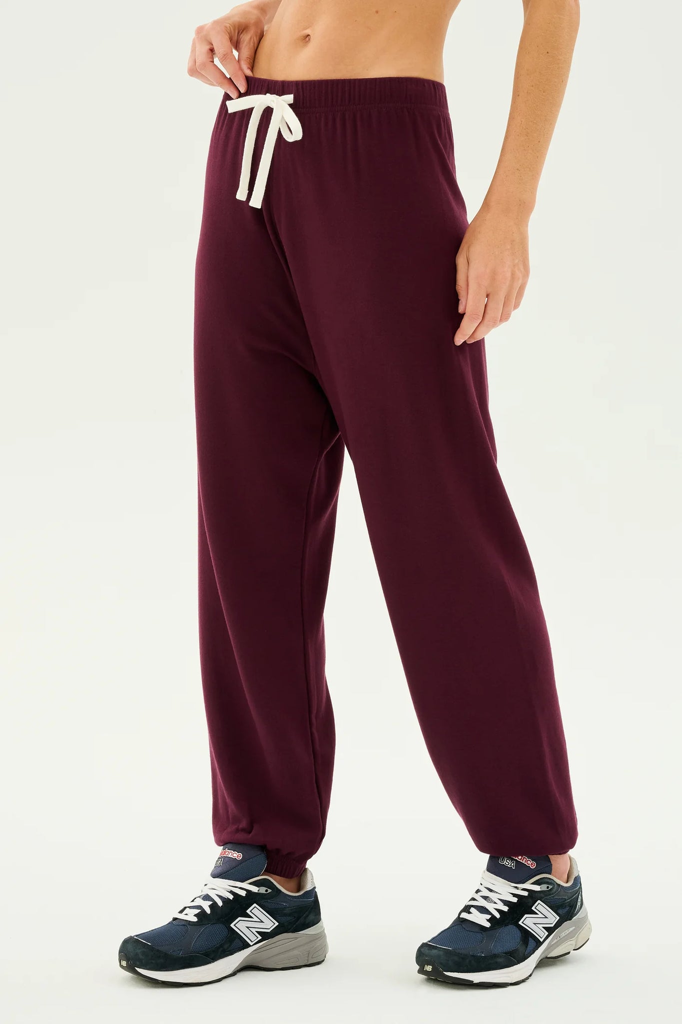 Andie Oversized Fleece Sweatpant- Dark Cherry