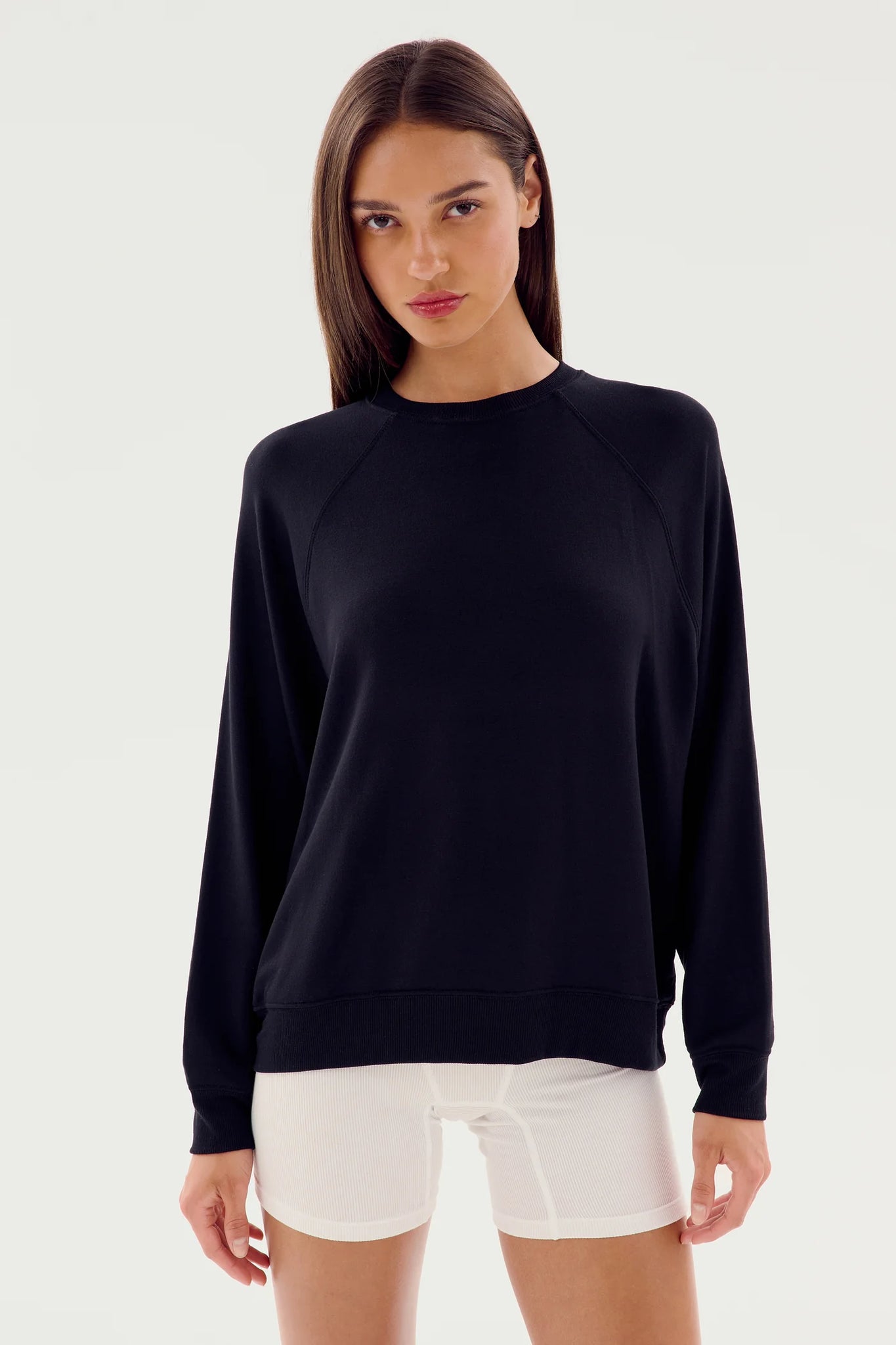 Andie Oversized Fleece Sweatshirt- Black