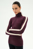 Jackson Rib Full Length Turtleneck- Dark Cherry/ Creme
