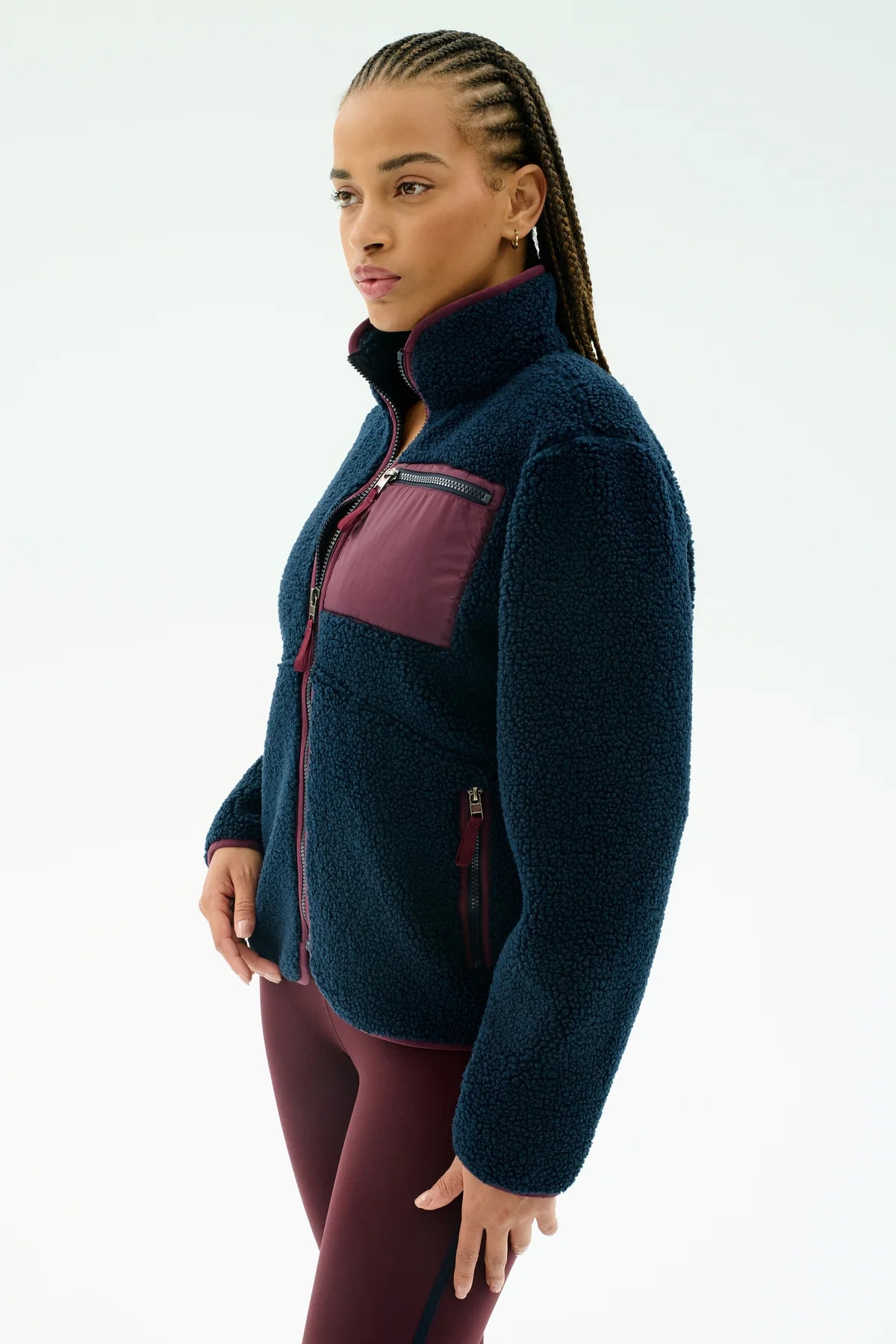 Harris Sherpa Jacket- Indigo/Dark Cherry