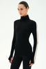 Jackson Rib Full Length Turtleneck- Black/ Creme