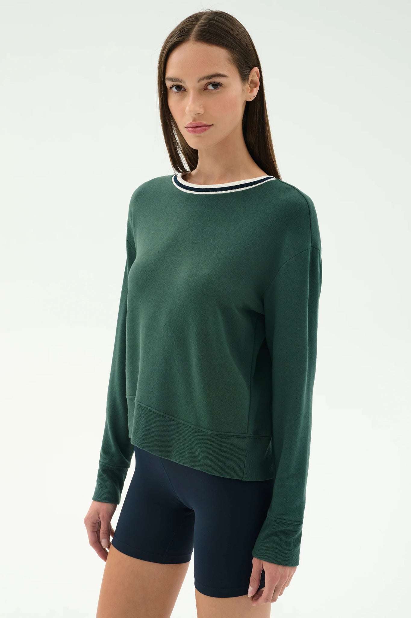 Sonja Fleece Sweatshirt W/ Stripe- Military