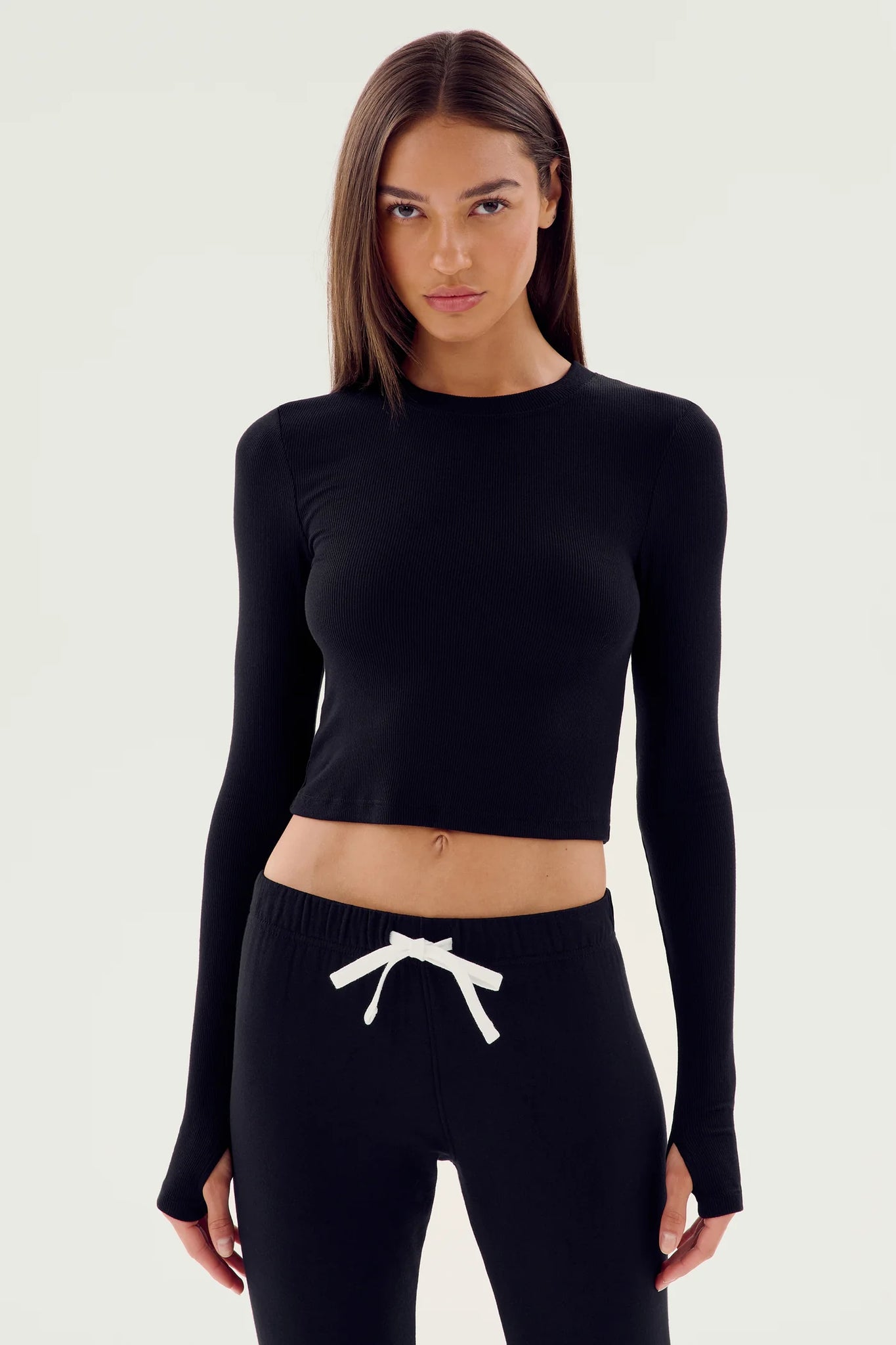 Louise Rib Long Sleeve Crop – Clementine