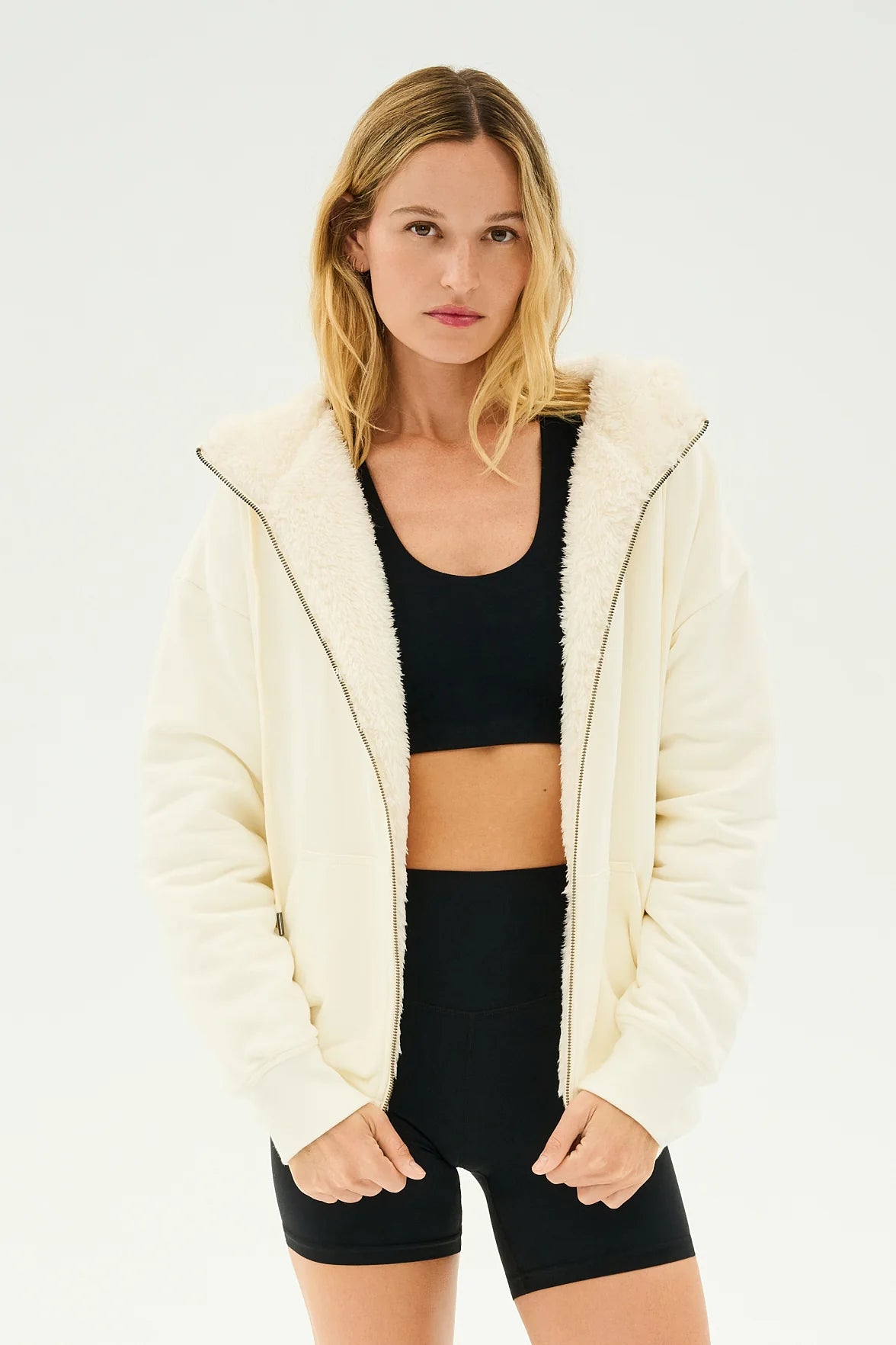 Lynx French Terry Sherpa Hoodie- Creme