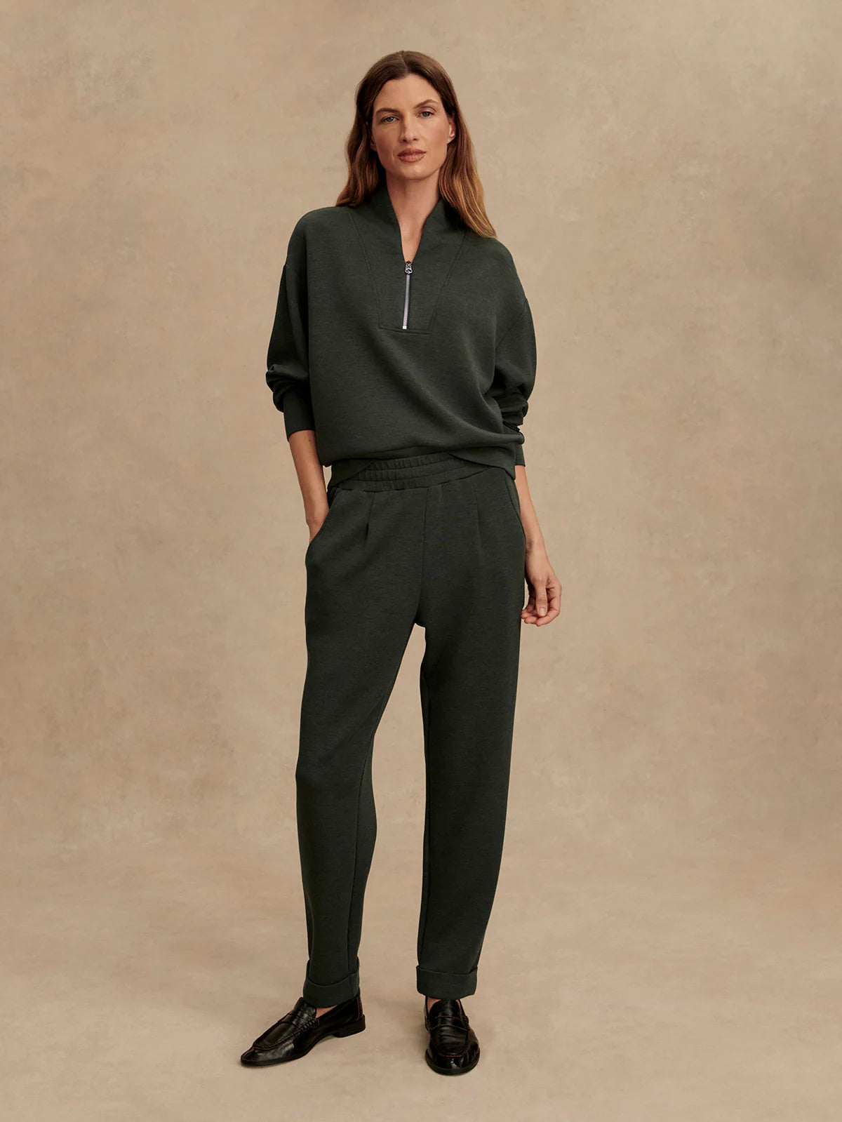 The Rolled Cuff Pant 25" -  Olive Marl