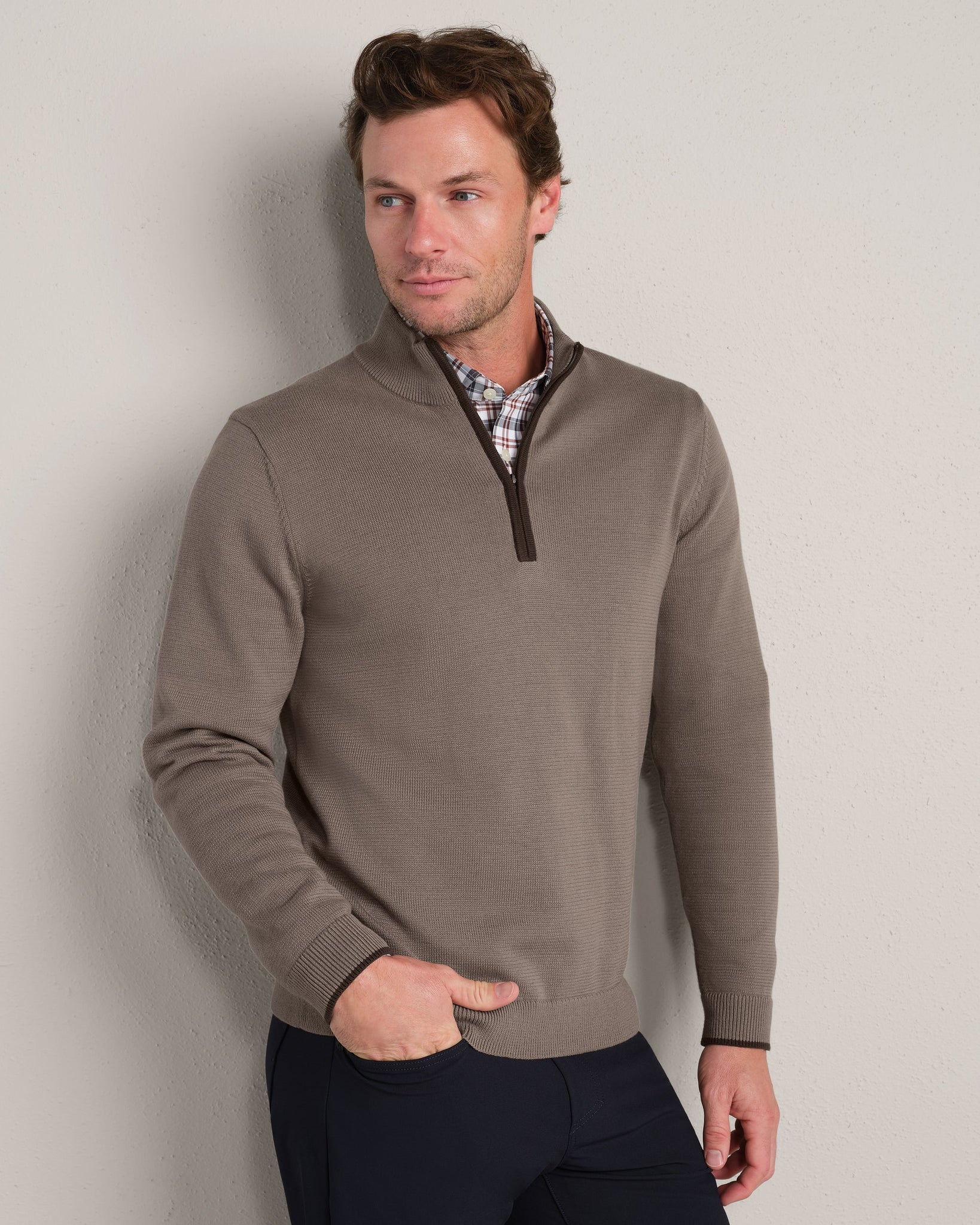 Commuter 1/4 Zip Sweater- Foggy Taupe