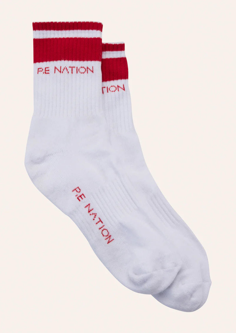 Homage Sock- Optic White/ Strawberry