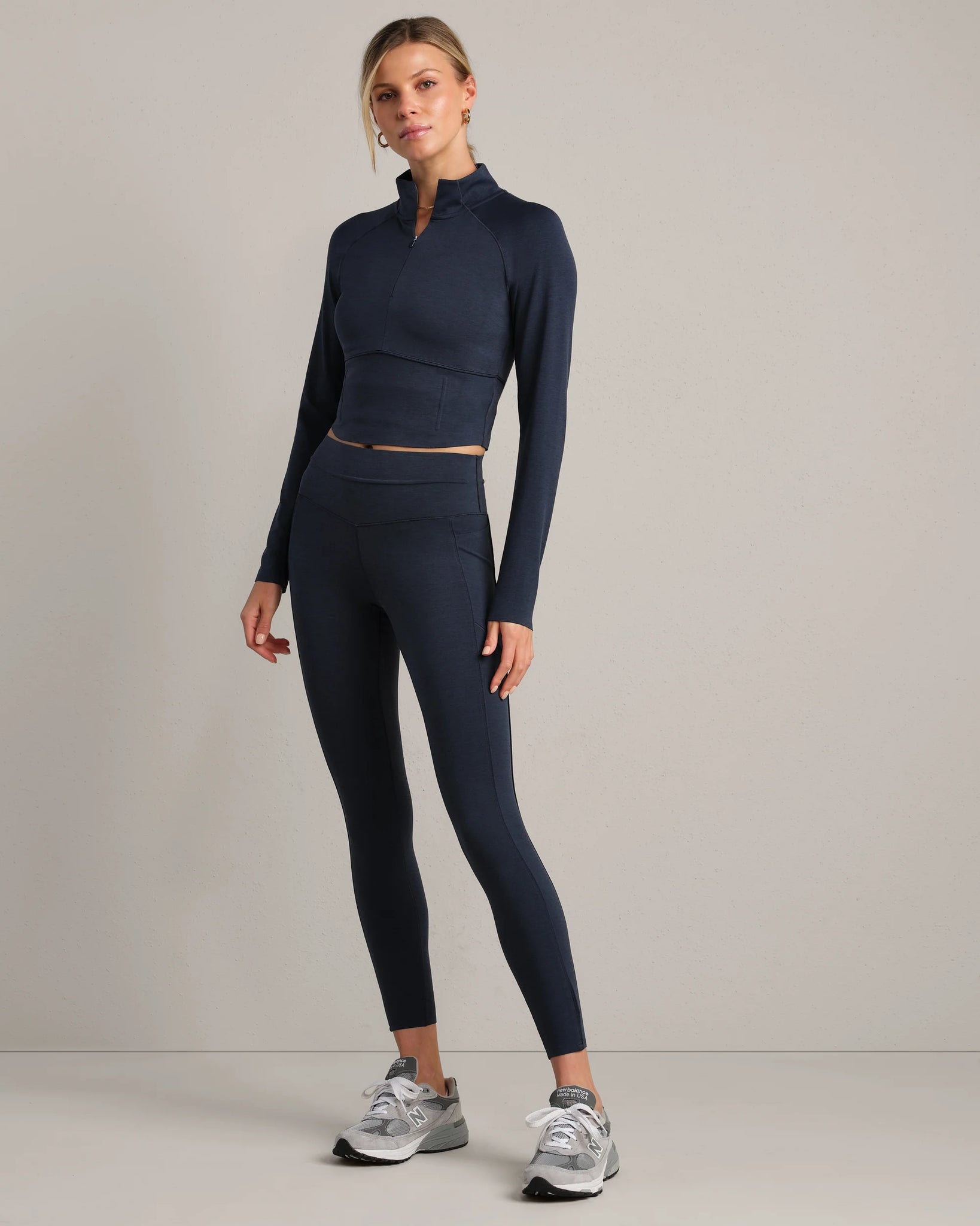 Heather Revive 1/4 Zip- Heather Navy
