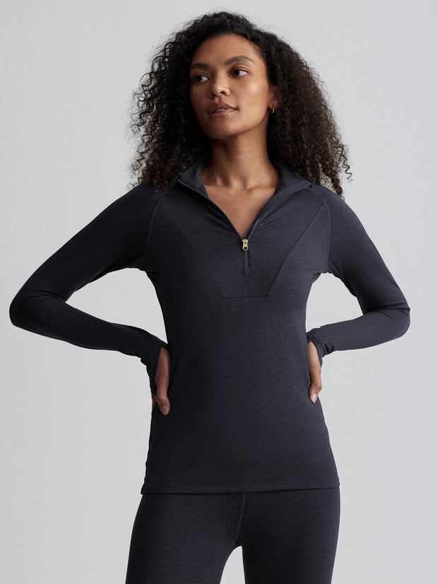 Always Warm Base Layer Half Zip- Black Marl