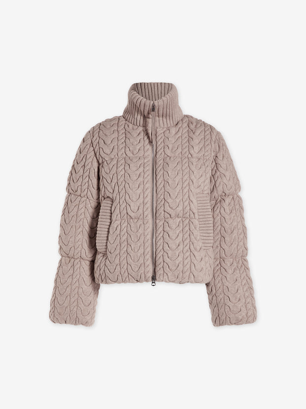 Reggie Cable Knit Puffer- Light Taupe