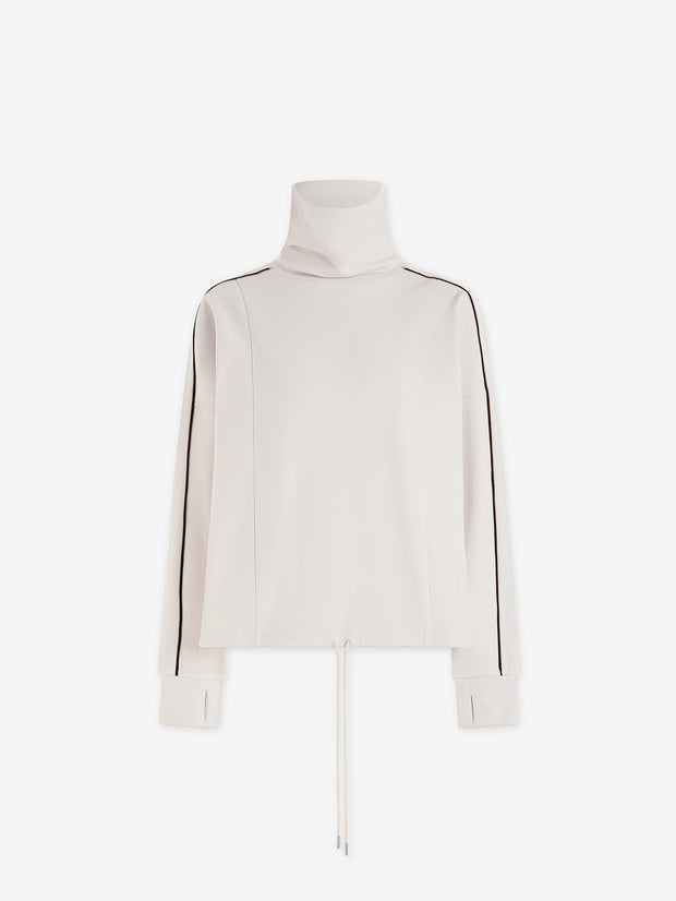 Ariana High-Neck Midlayer- Cement Marl/Bitter Chocolate