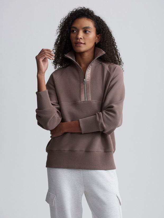 Lismore Half-Zip Sweat- Deep Taupe