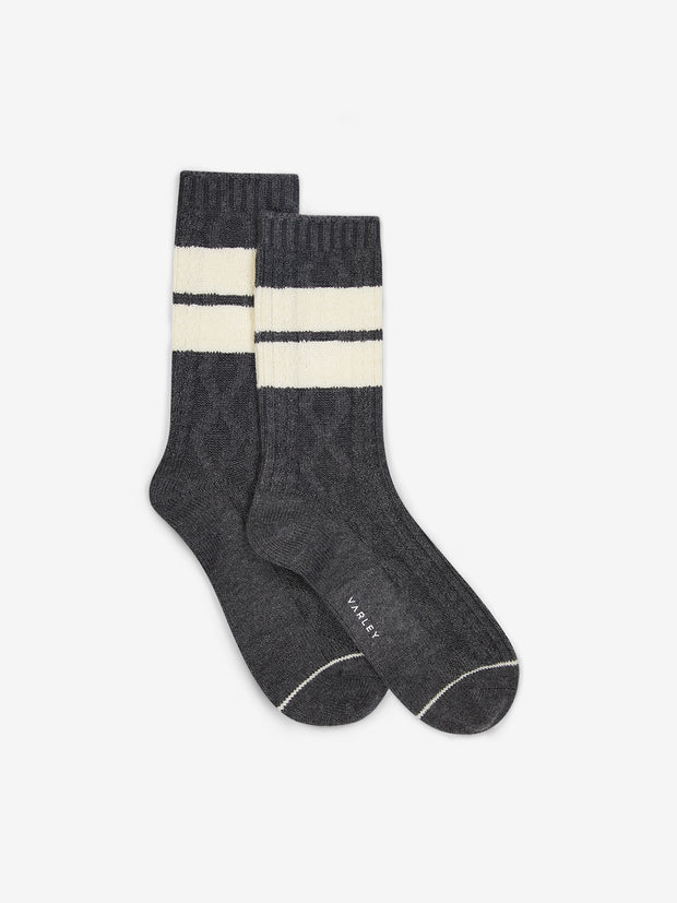 Eagleson Plush Cable Sock- Charcoal Marl/Egret