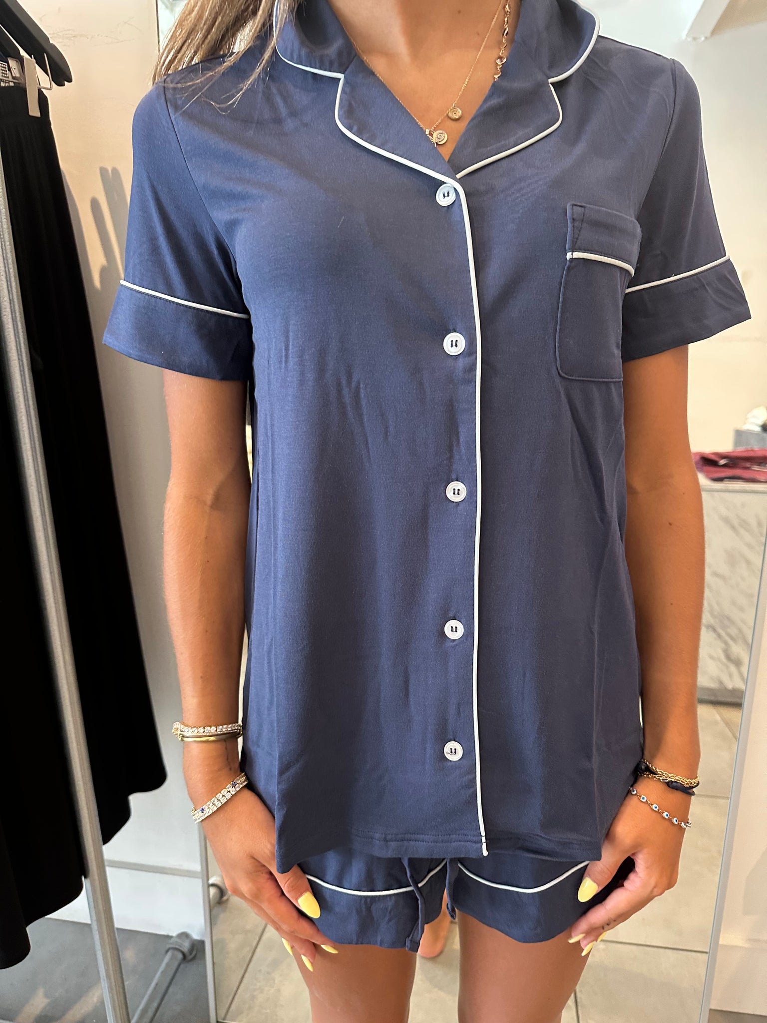 Navy Adult Pajamas- Shorts Set