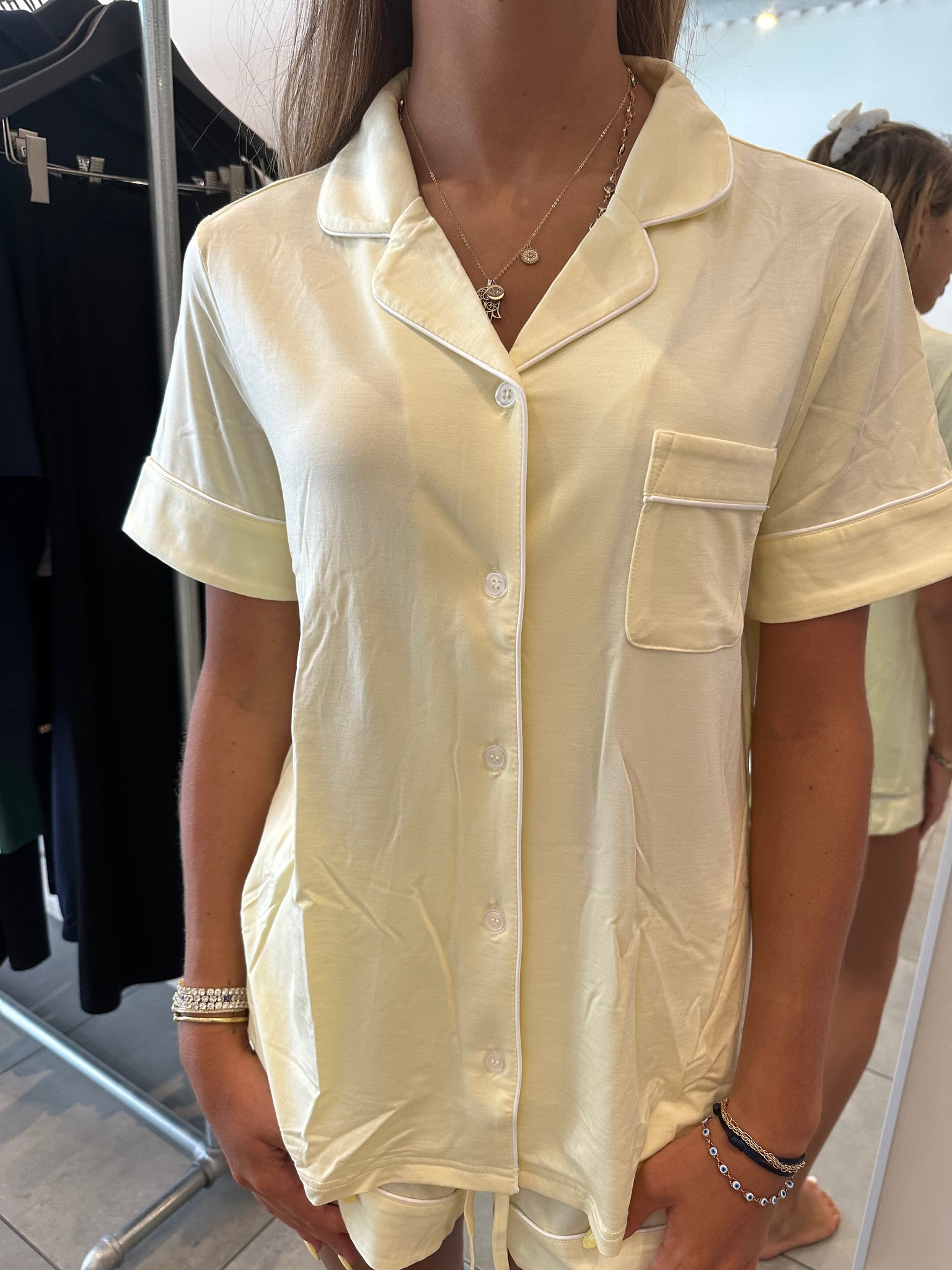 Yellow Adult Pjamas- Shorts Set