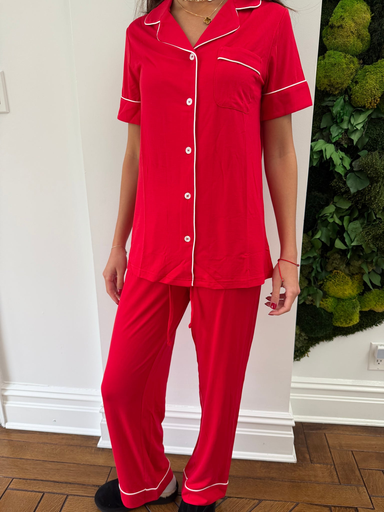 Short Sleeve and Pant Pajamas- Red – Clementine