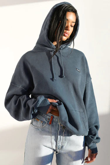 Oversized Pullover Hoodie- Washed Navy