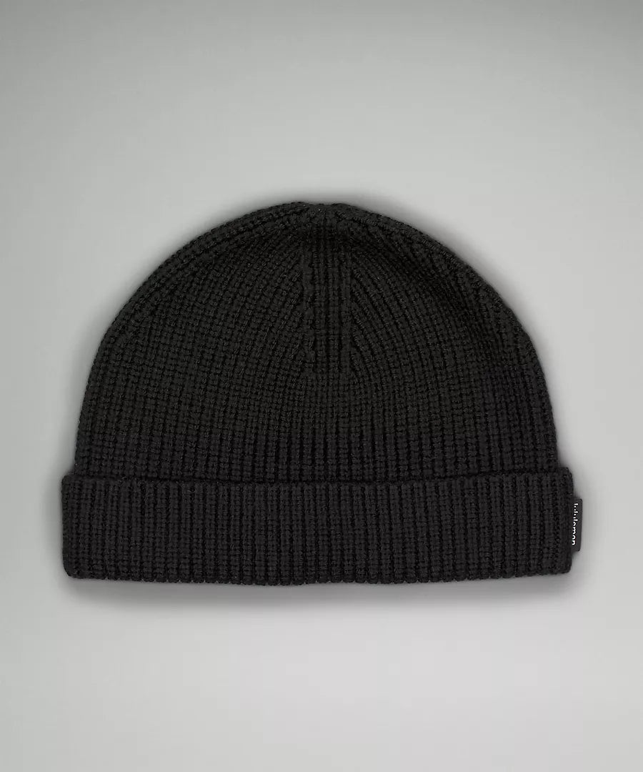 Close-Fit Wool-Blend Ribbed Knit Beanie- Black