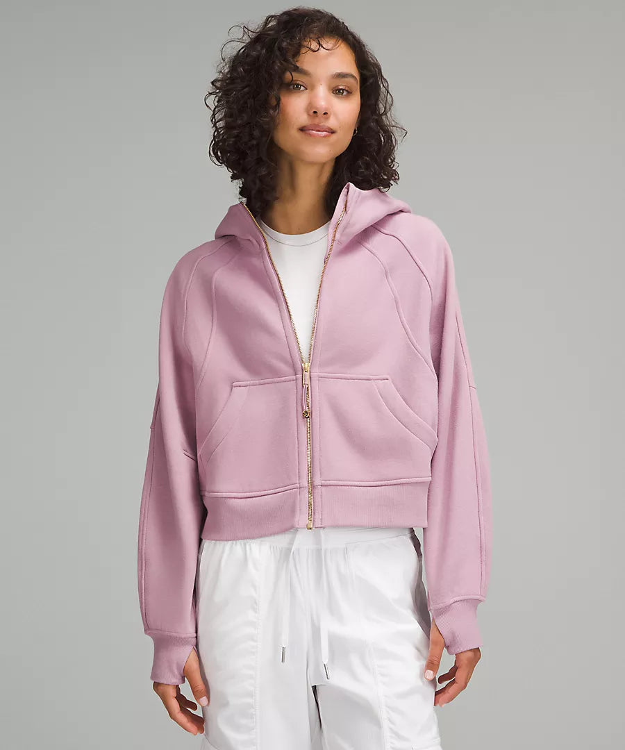 Scuba Oversized Full Zip Hoodie- Rose Blush/Gold