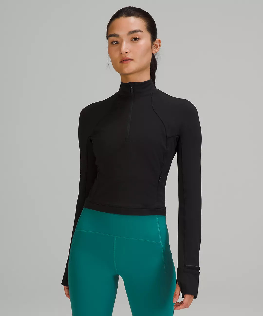 It's Rulu Run Cropped Half Zip- Black