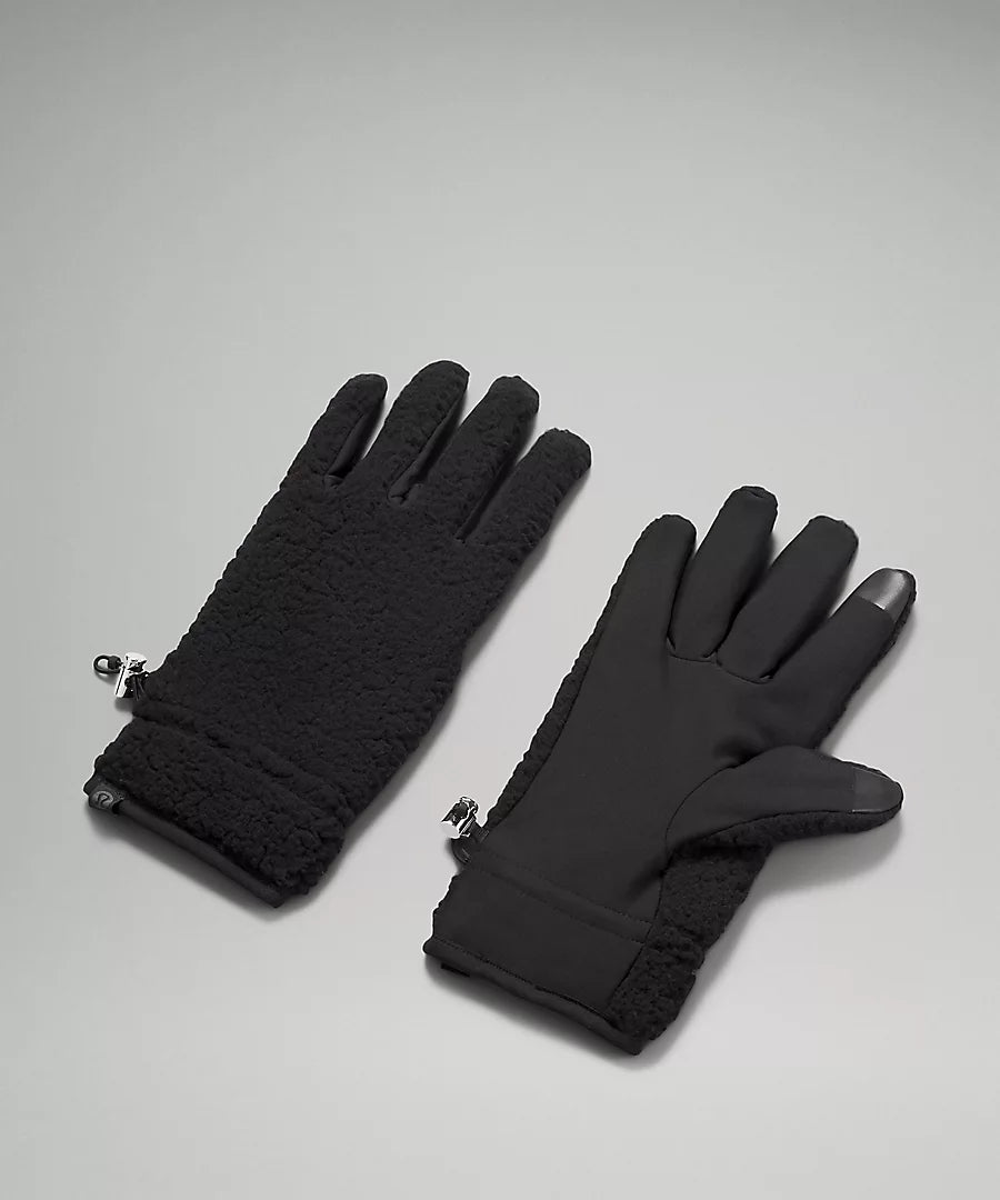 Textured Fleece Gloves- Black