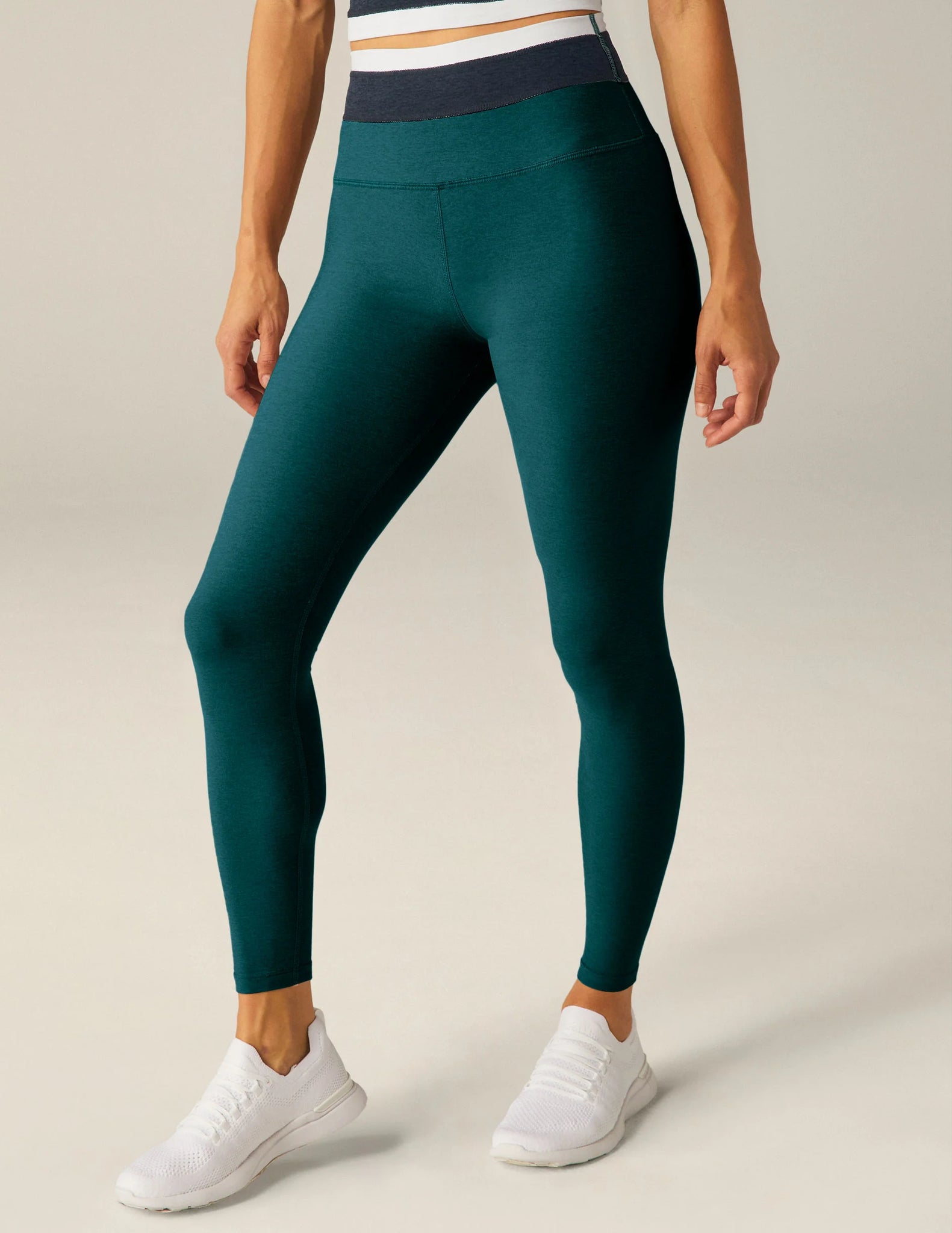 Spacedye Horizon Colorblock Midi Legging- Majestic Blue Tri