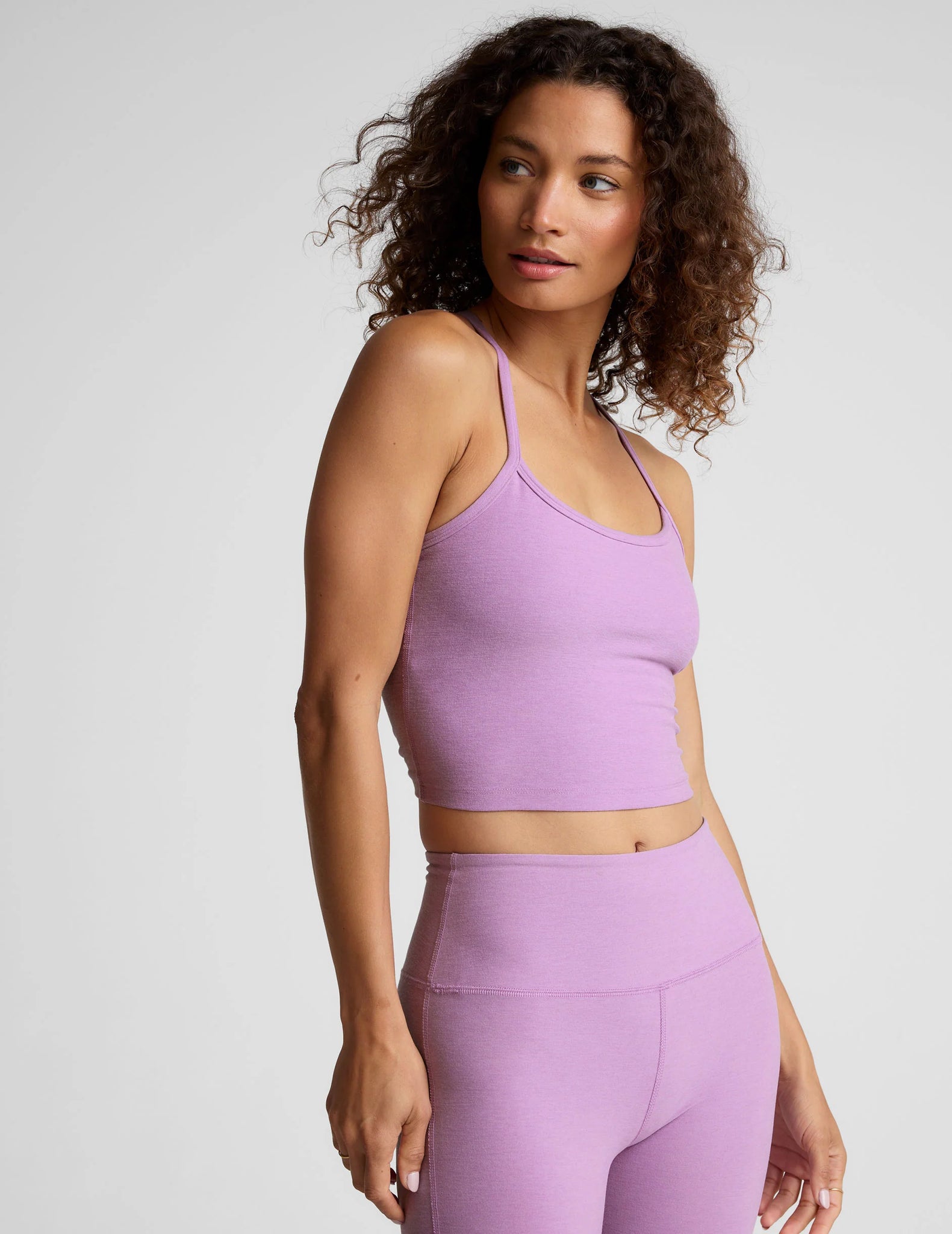 SD Slim Racerback Cropped Tank- Lilac Petal Haether