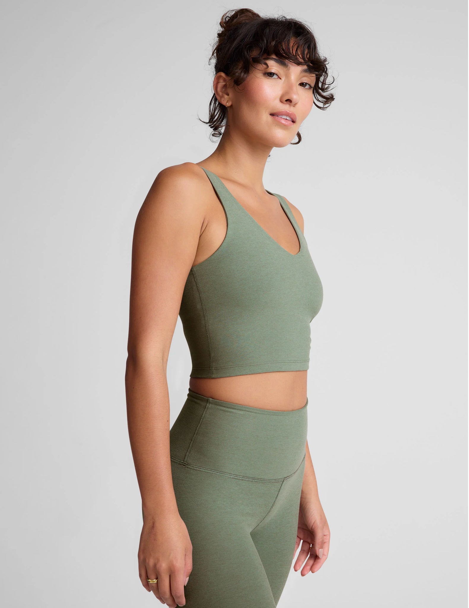 Spacedye Good Day Cropped Tank- Grey Sage Heather