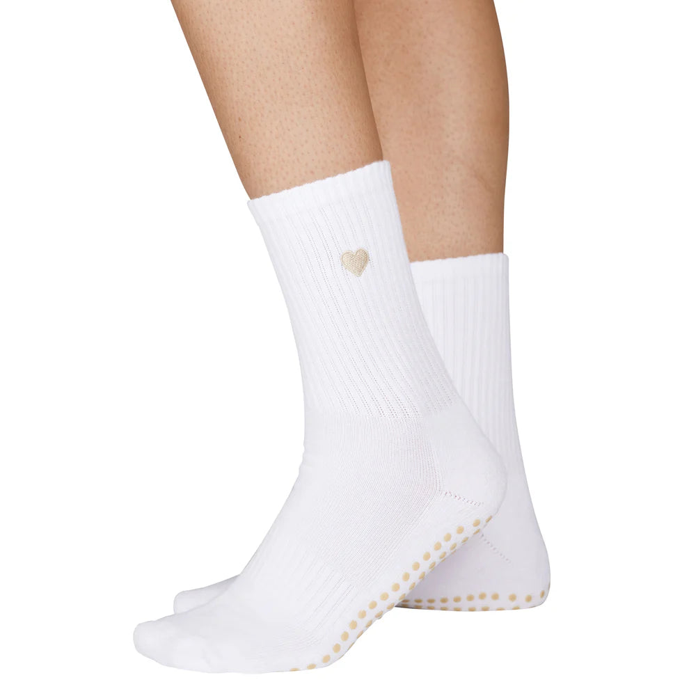 Heart Grip Socks- Beige