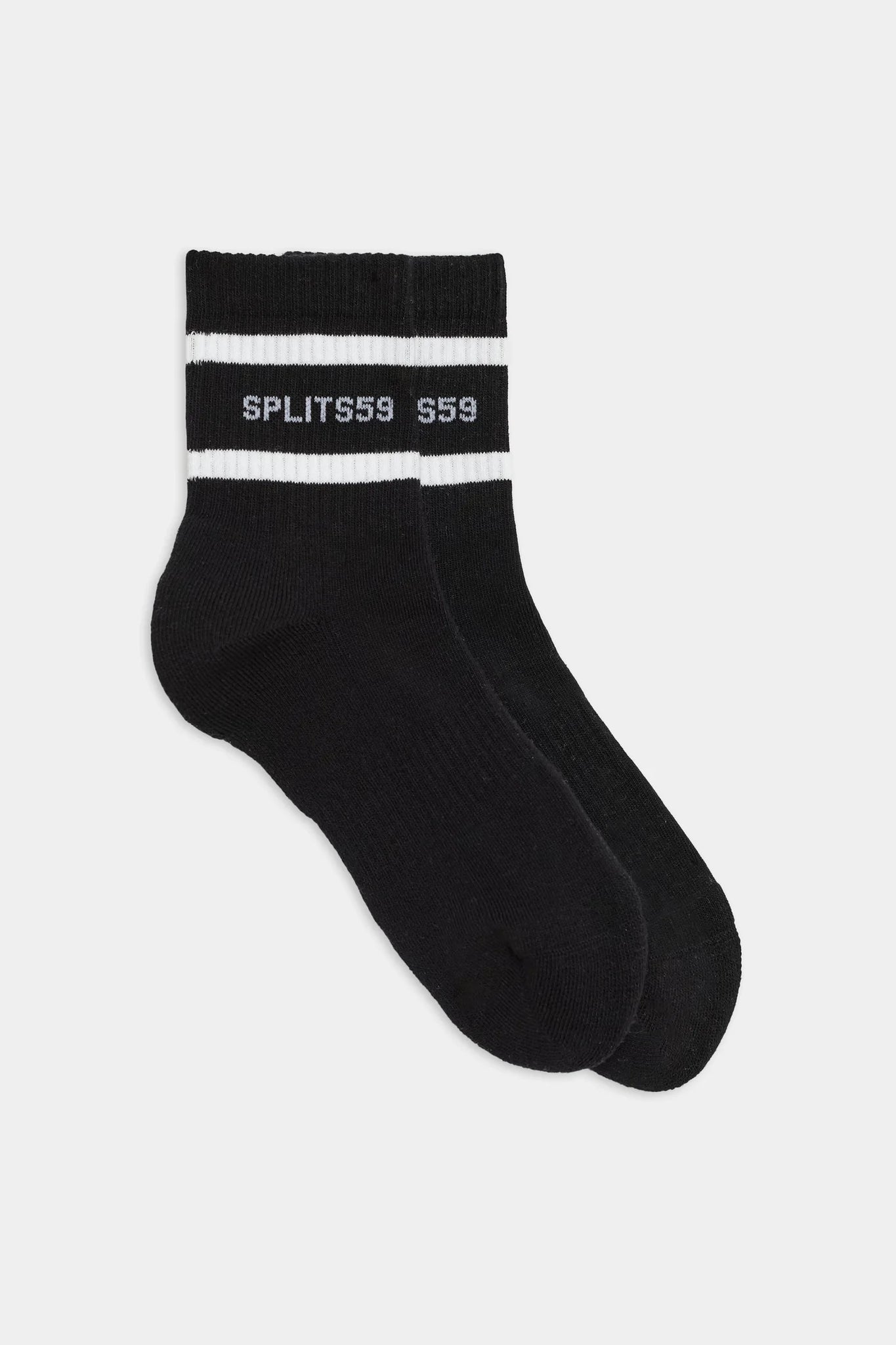Logo Stripe Quarter Sock- Black