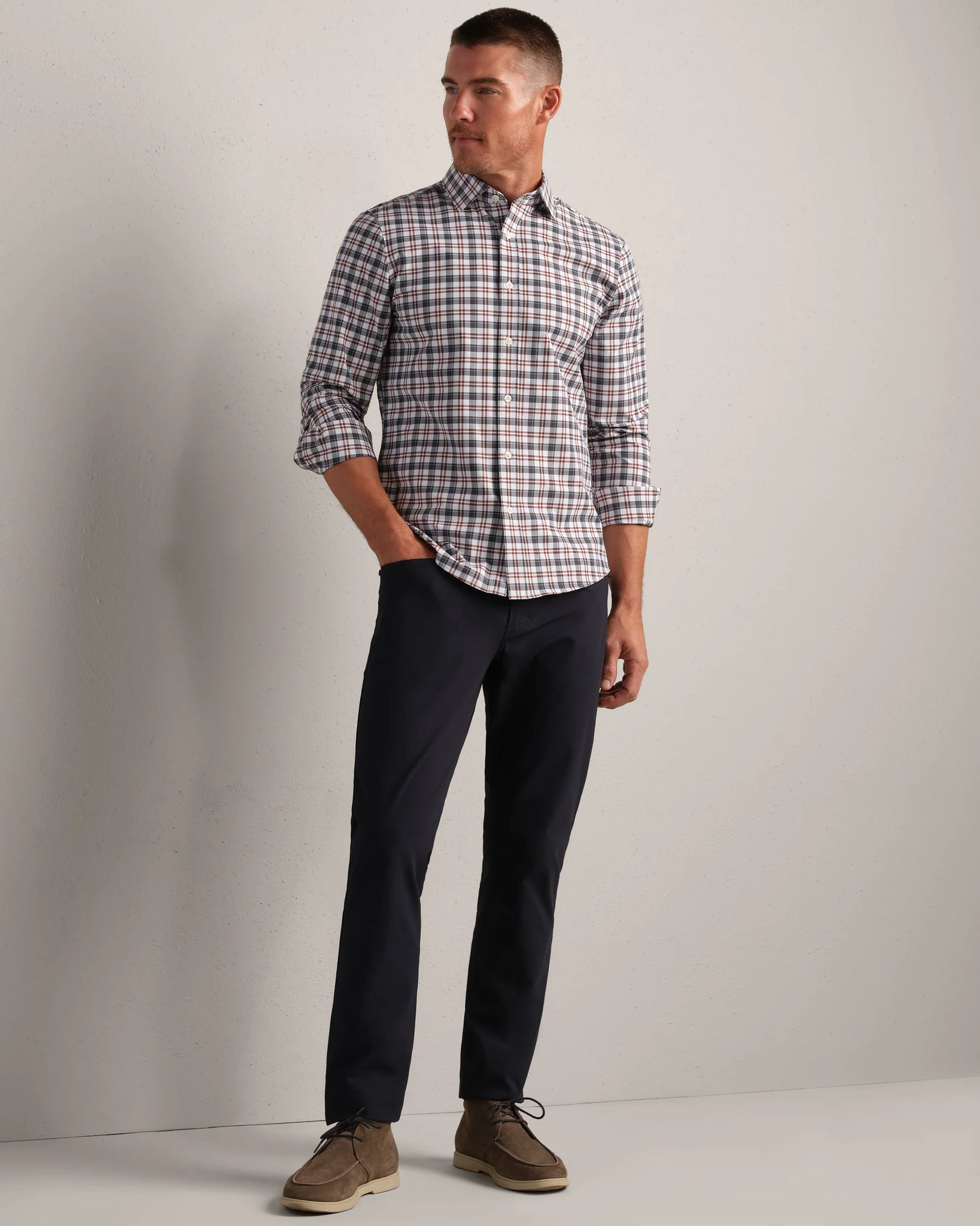 State Of Mind Shirt Slim Fit- Cinnamon Red Check