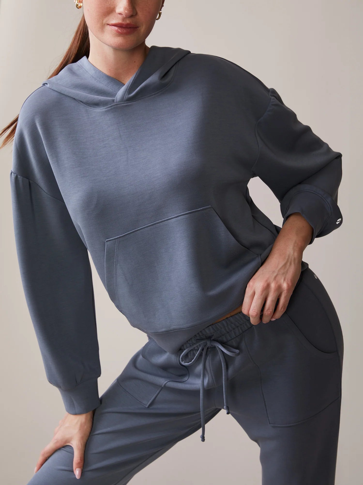 Luxe Shirred Sleeve Pullover- Basalt