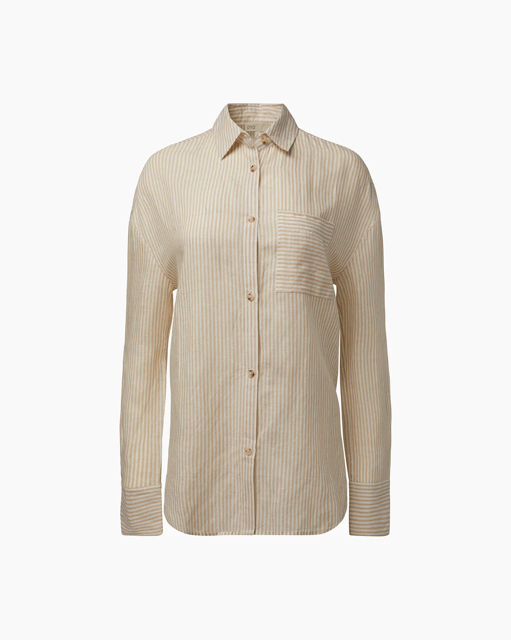 Air Linen Boyfriend Shirt- Jute/White