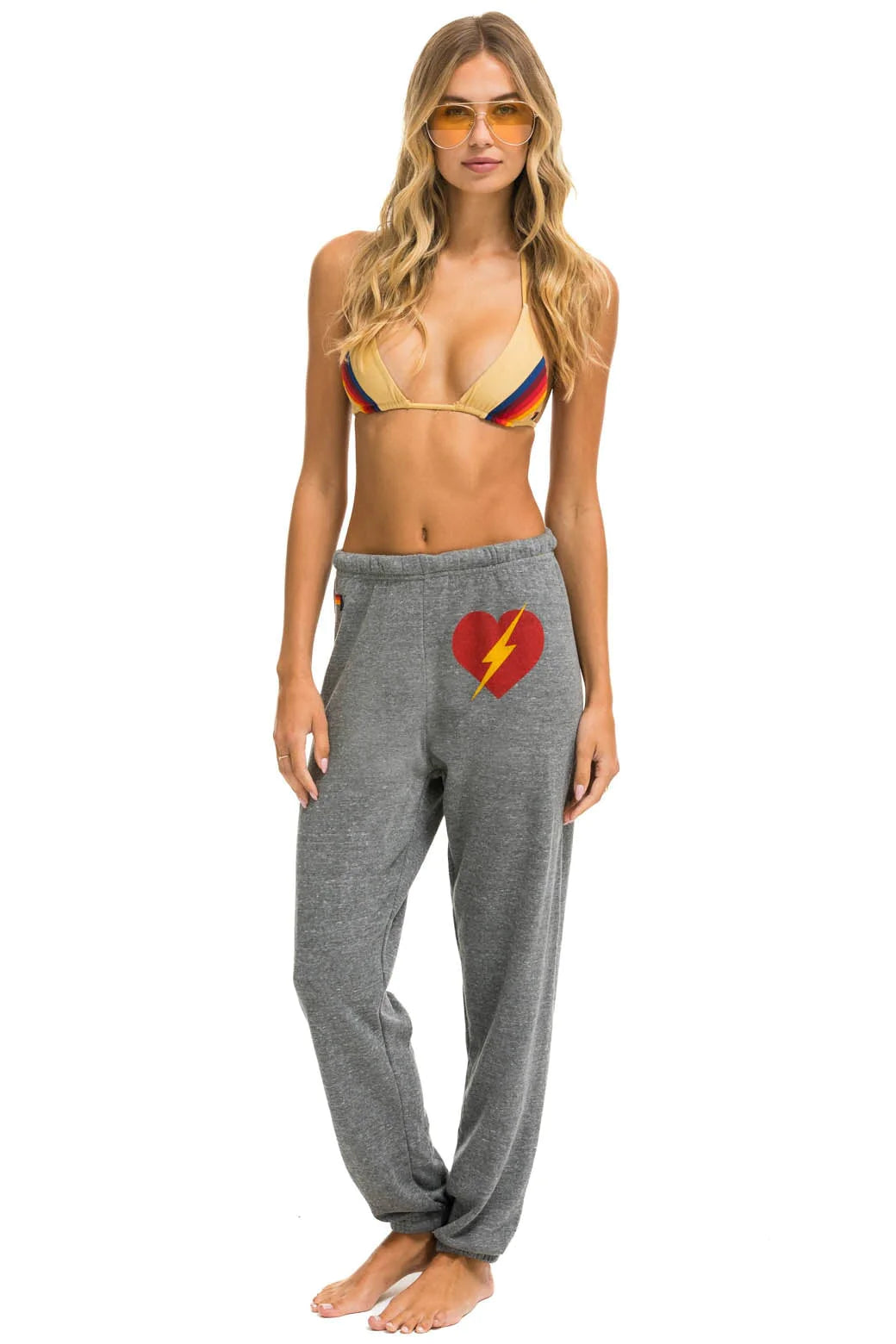 Bolt Heart Womens Sweatpant- Heather Grey