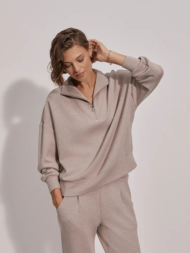 Hawley Half Zip- Taupe Marl