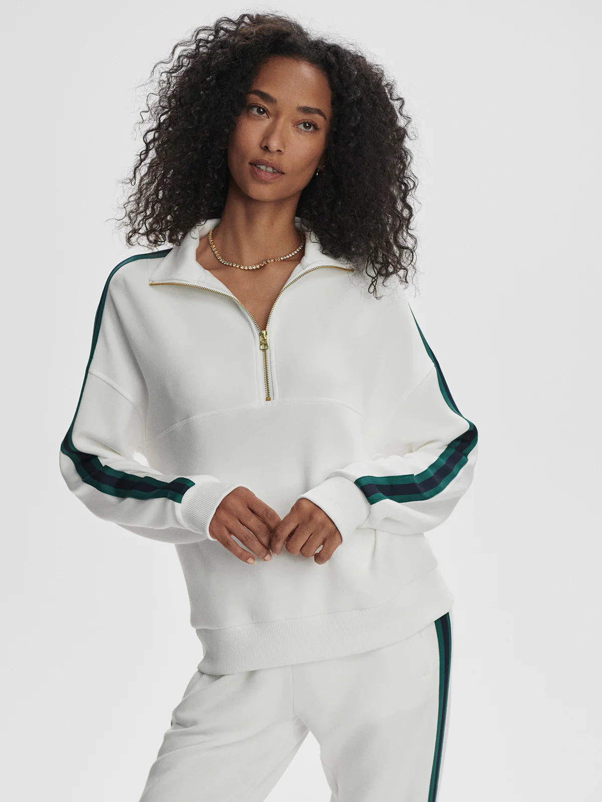 Raymar Half-Zip Sweat- White/Navy/Forest