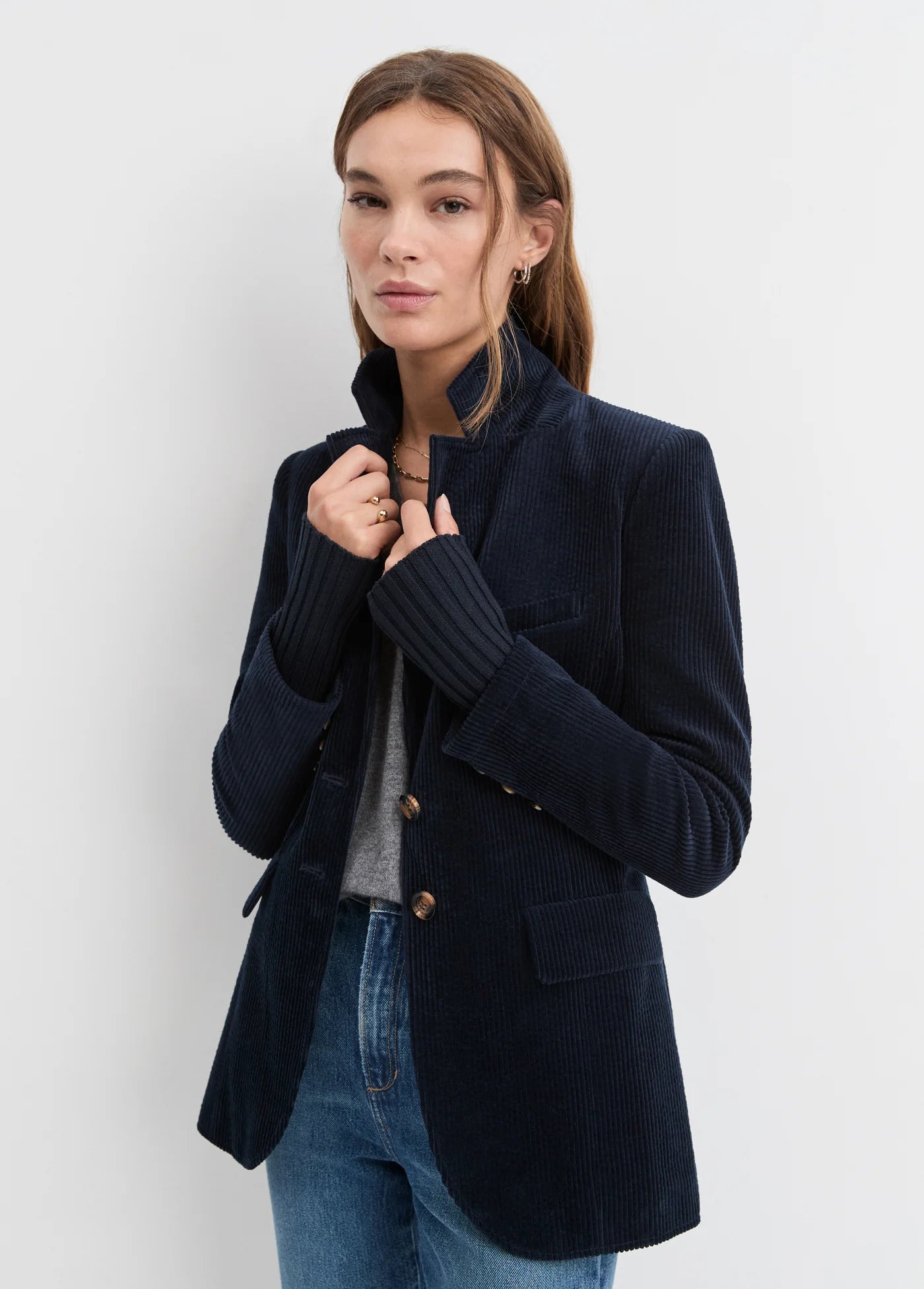 The Cord City Blazer- Navy
