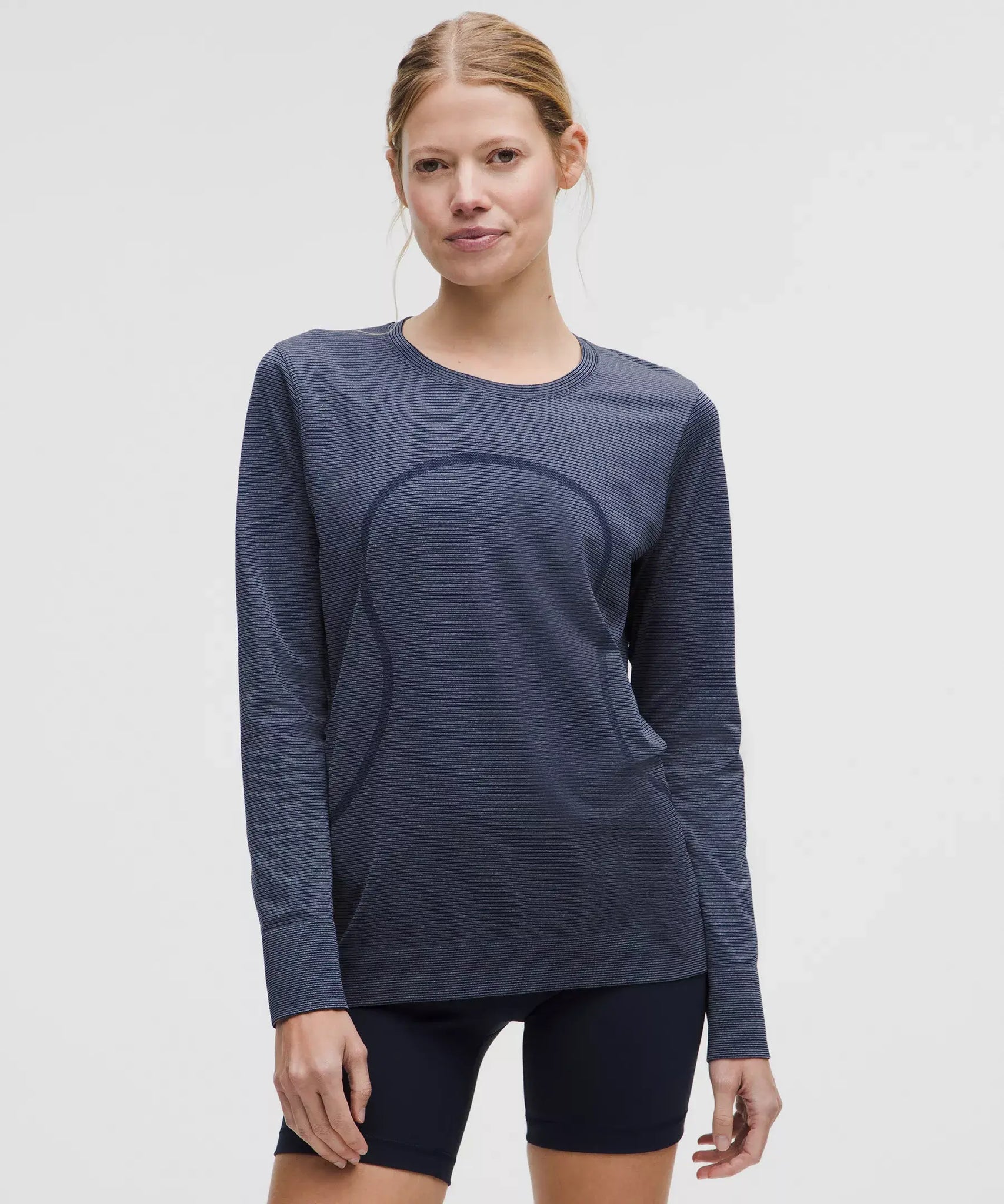 Swiftly Tech Long Sleeve 2.0 Race- Spandex Stripe Club Blue