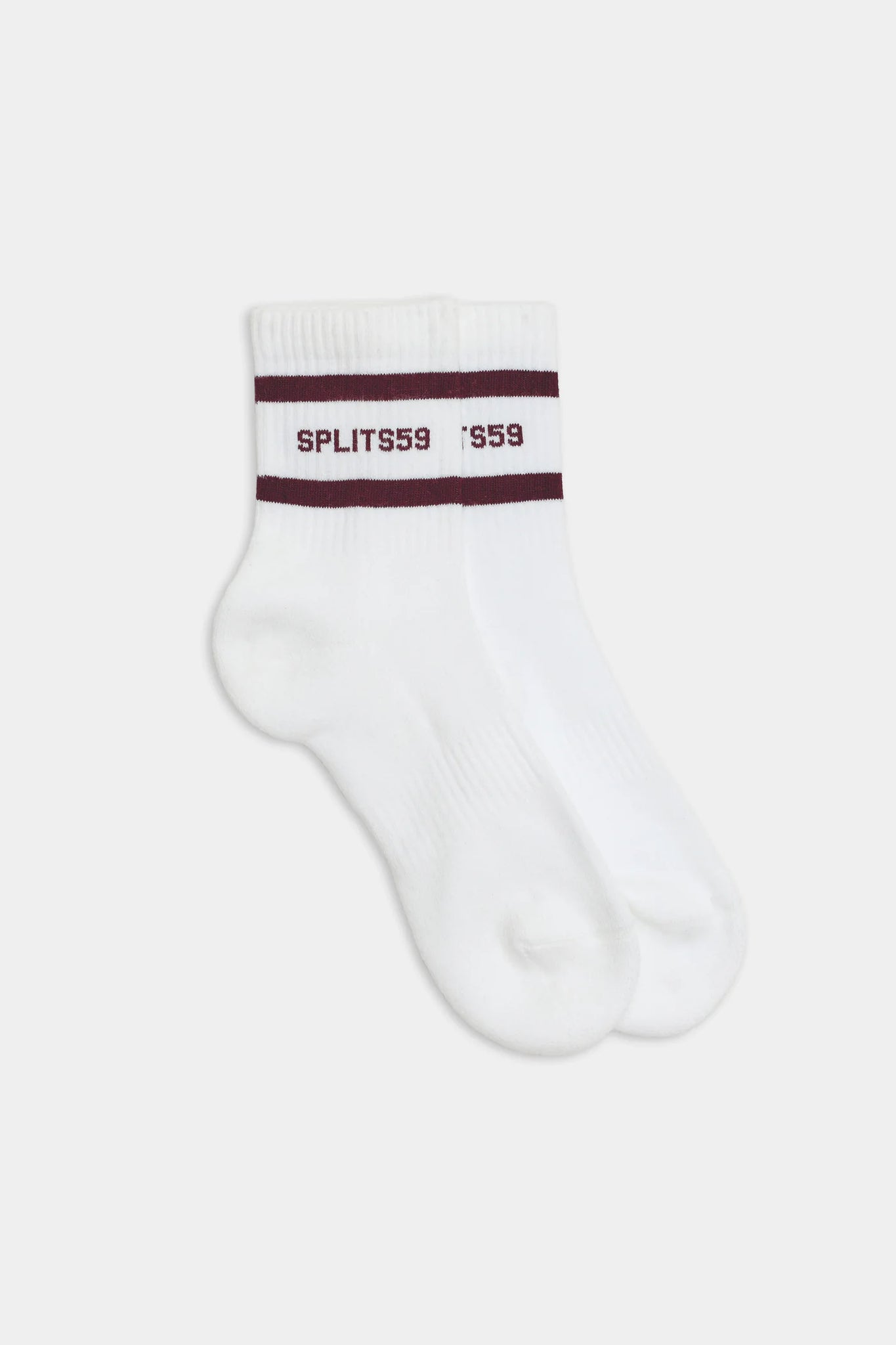 Logo Stripe Quarter Sock- White/Dark Cherry