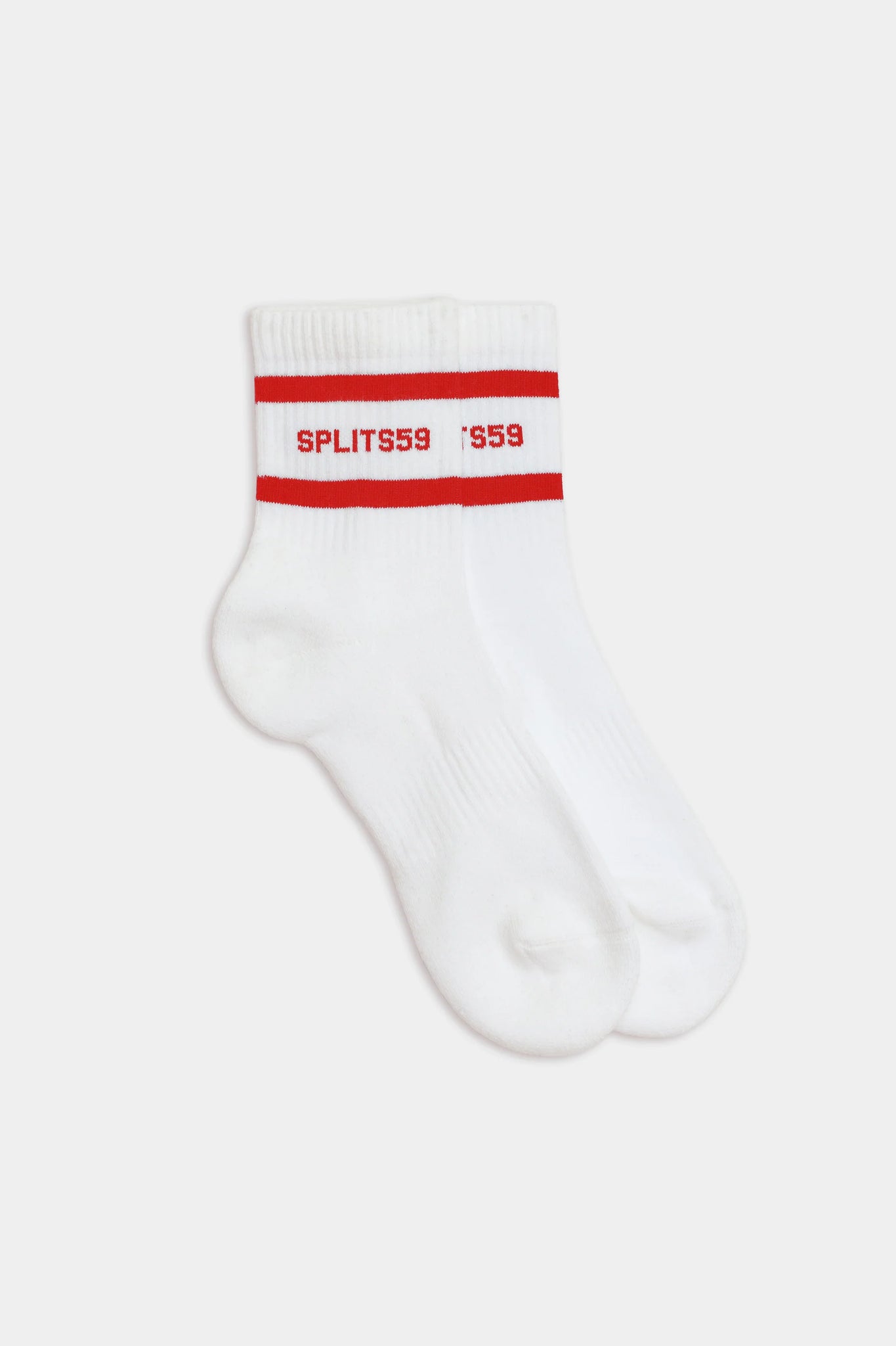 Logo Stripe Quarter Sock- White/Red